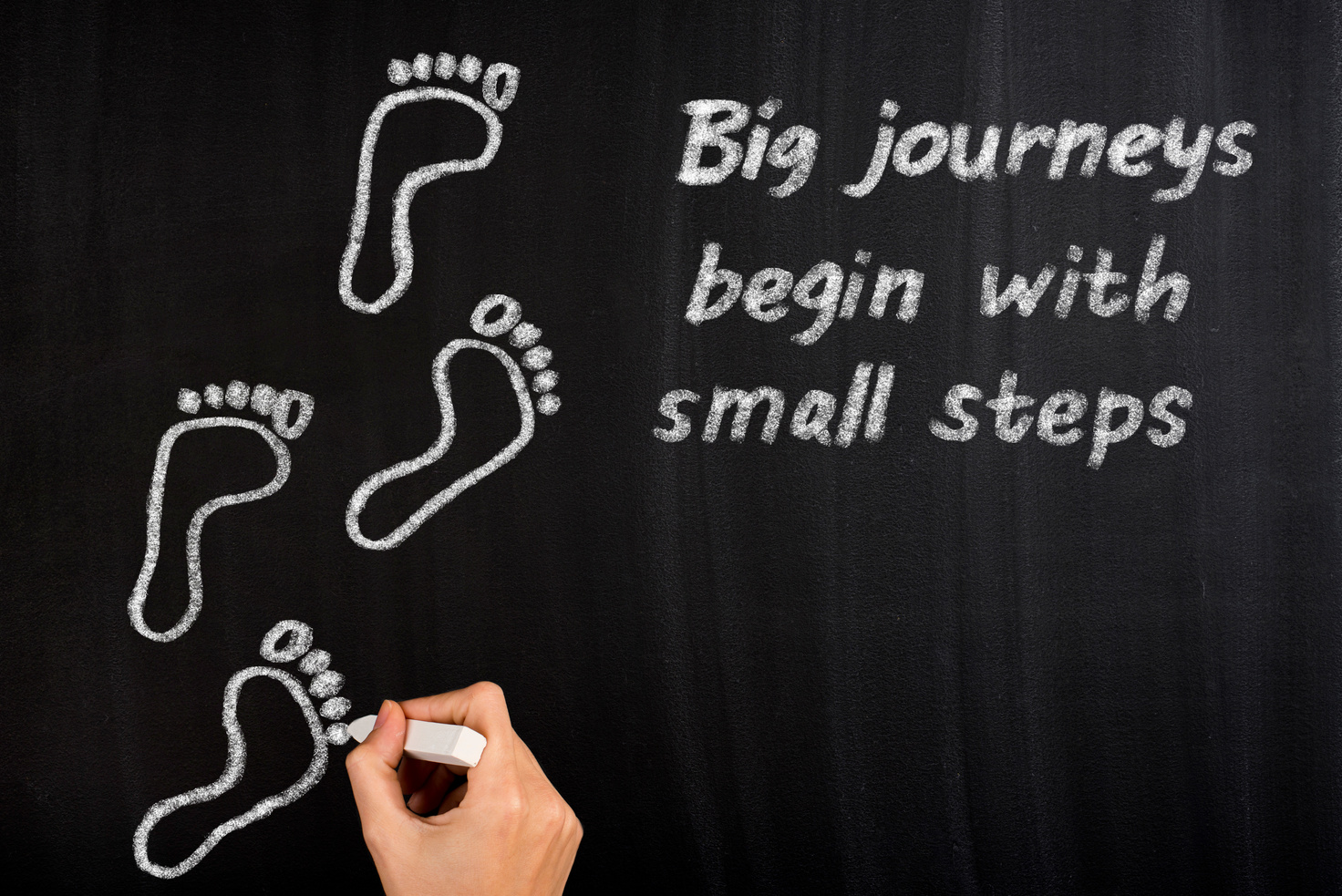 The motivational quote Big journeys begin with small steps